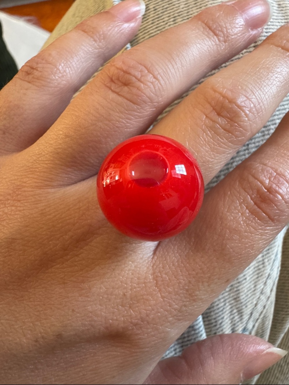 Hand Blown Glass Pylones Paris Liquid Filled Dome Ring - Women Jewelry